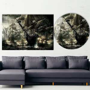 Toile imprimée : Décoration murale de bureau abstraite sur le thème de la bataille des pirates, ART SUR VERRE TÉRMÉTRAL - Product Image 1