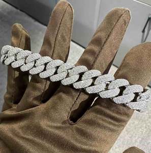 VVS Moissanite Bracelet en argent sterling 925 14MM 8 pouces plaqué or blanc - Product Image 6