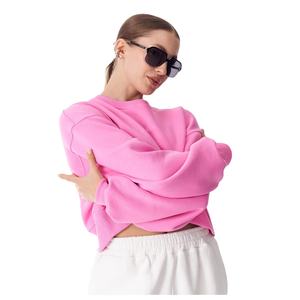 Sudadera Corta de Invierno Personalizada para Mujer, Transpirable, 100% Algodón, Lisa, de Manga Larga, Estilo Urbano - Product Image 3