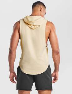 <b>Mens</b> fitted <b>sleeveless</b> workout <b>hoodie</b> gym fitness wear designed for bodybuilding training - Product Image 2