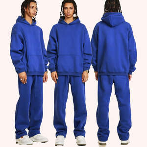 Conjunto Deportivo Azul para Hombre, Ropa Personalizada al por Mayor, Impresión Económica, Lavado Ácido, Talla Grande, Sudadera con Capucha y Pantalones - Product Image 1