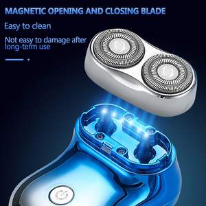 Afeitadora Eléctrica Inalámbrica Recargable por USB para Hombre, Azul, Mini Motor Potente con Doble Cuchilla para Barbas Densas, Uso Facial - Product Image 4