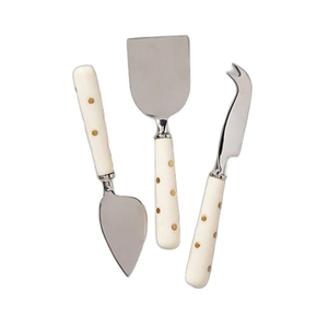 Handmade Shiny Polished Gold Plated Antique Finishing Metal <b>Cheese</b> <b>Set</b> with Resin Handle - Product Image 2