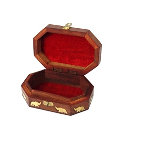 Mini caja de madera para almacenamiento de joyas, diseño múltiple, embalaje de joyería de la India - Product Image 3