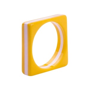 New Best Quality Geometric Acrylic <b>Bangle</b> <b>Bracelet</b> Colorful With White Stripe Trendy Stylish Square Shape Unisex Fashion <b>Bangle</b> - Product Image 1