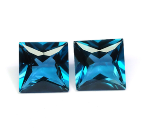 Piedra preciosa de Topacio Azul Londres genuina, forma cuadrada de 8mm, piedra de Topacio Azul Londres profunda preciosa suelta a precio mayorista - Product Image 1