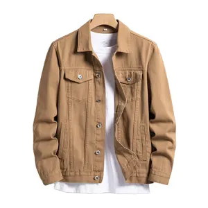 แจ็กเก็ตผ้ายีนส์แบบลำลองงานตามสั่งมีฮู้ดสำหรับผู้ชายเนื้อผ้าฝ้าย100% ทรงสูงและใหญ่ - Product Image 1