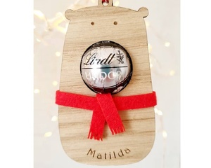 Lot personnalisé de 5 ornements en bois de Noël ours polaire personnalisés pour la décoration de l'arbre Panneaux muraux comprenant des panneaux personnalisés - Product Image 2