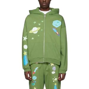 Survêtement d'hiver 100% coton pour hommes, ensemble de 2 pièces, pantalon de survêtement évasé à motif uni avec col à capuche, Pakistan de grande taille - Product Image 5