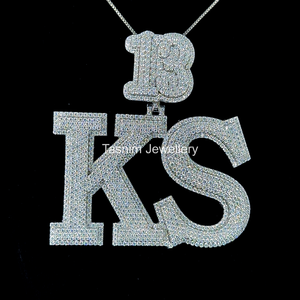 Colgante Personalizado de Plata de Ley 925 con Baño de Oro de 10K, Estilo Hip Hop, con Diamante Moissanite VVS, Letra con Certificado GIA para Fiestas - Product Image 3