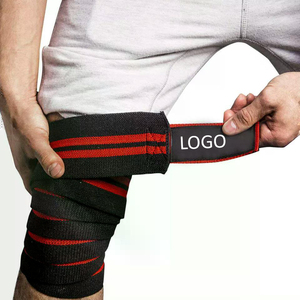Protège-genou de gymnastique de haute qualité avec logo personnalisé enveloppes de genou de fitness respirantes avec sangles réglables en caoutchouc de coton Powerlifting - Product Image 6
