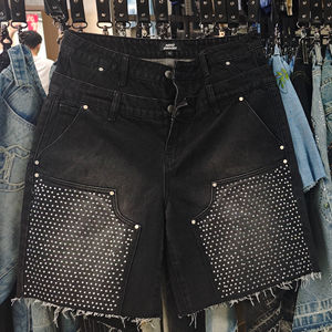 Pantalones Cortos Vaqueros de Mezclilla Desgastados de Doble Capa a la Moda para Hombre, Personalizados, de Cintura Media, Holgados, de Punto, Talla Grande - Product Image 2