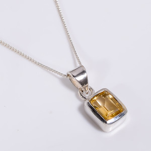 Collar de Plata de Ley 925, piedra preciosa cortada con Esmeralda citrino natural, exportador de joyas de piedras preciosas de plata hechas a mano, joyería fina 925 - Product Image 1