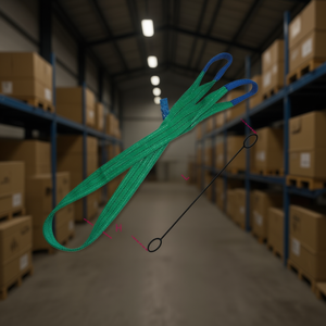 2t Lifting <b>Sling</b> Green Double-Layer Flat Webbing Reinforced Loops High Tenacity Polyester (PES) Packaging Ropes - Product Image 3