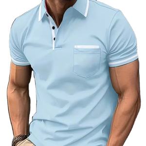 Men's <b>polo</b> spring and autumn <b>pocket</b> lapel short-sleeved T-<b>shirt</b> sports leisure classic men's hot business holiday - Product Image 1