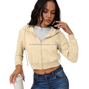 Women's Zip up Hoodies Cropped Cardigan Jacket Drawstring Hooded Sweatshirts Casual Long Sleeve Top Print Logo - Product Image 4