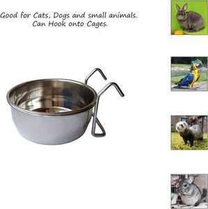 ขายคุณภาพสูงชามโลหะเครื่องป้อนนกแขวนเมล็ดสแตนเลสความจุขนาดใหญ่ชามสัตว์เลี้ยงพร้อมแขวนคงที่ - Product Image 3