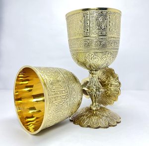 Gobelet en laiton artisanal, calice à vin haut de gamme, écologique, doré, pour bar à domicile et collectionneurs - Product Image 1