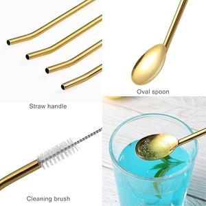 Premium Stainless Steel Cocktail Spoon Straw Set With <b>Twisted</b> Handle Cleaning Brush Elegant Design For <b>Bar</b> Home And Parties - Product Image 4