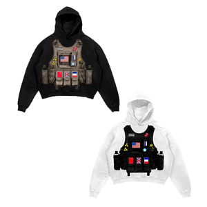 เสื้อฮู้ดดี้ทรงบ็อกซี่แบบครอป ผ้าเฟรนช์เทอร์รี่ 420 แกรม พิมพ์ลายกราฟิก ล้างสีแบบแอซิดวอช ทรงโอเวอร์ไซส์ สไตล์ดิสเทรส - Product Image 6