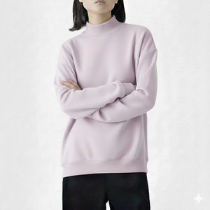 Sweat-shirt en molleton à col roulé surdimensionné décontracté pour femmes, pull ample d'hiver, streetwear, haut tendance, logo sur le devant, 100% coton - Product Image 1