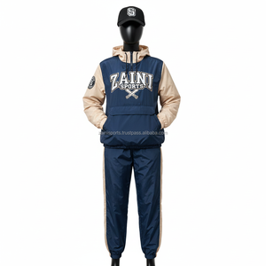 Conjunto de Chaqueta Cortavientos Ligera de Nailon para Mujer, Dos Tonos, Azul Marino y Beige, Paneles en las Mangas, Diseño de Impresión de Logotipo Personalizado, Chaqueta Cortavientos de Talla Grande - Product Image 6