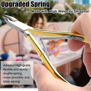 Ensemble de pinces à cuticules professionnelles pour ongles avec lames durables et tranchantes avec double ressort pour manucure et utilisation par bébé - Product Image 5