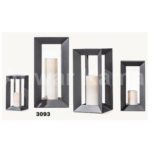 Handcrafted Silver Stainless Steel & Clear Tempered Glass <b>Hurricane</b> Candle Holder for Home Decoration Item Set of 4 Pcs - Product Image 1