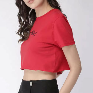Camiseta Corta de Verano para Mujer, Transpirable, Estilo Urbano, Cuello en V, Informal, a la Moda, Venta al por Mayor, Logotipo Personalizado, Algodón, Minoristas, Privado - Product Image 5