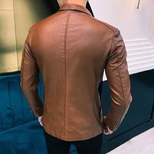 Customized Men's High Quality Shearling Leather Motorcycle Jackets High Street Warm Zipper Buckled Mandarin Collar Roll-<b>Back</b> - Product Image 4