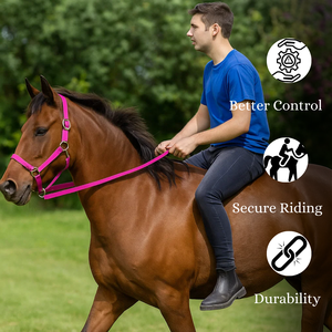 Licol d'équitation en nylon et PP de haute qualité |   Équipement d'équitation en cuir durable |   Plusieurs couleurs disponibles |   Qualité supérieure - Product Image 3