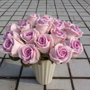 Wholesale Handmade Crocheted Rose Bouquet Crochet Bubble Rose Crocheted Bouquet <b>Artificial</b> <b>Flower</b> Gift Valentine's Day - Product Image 5