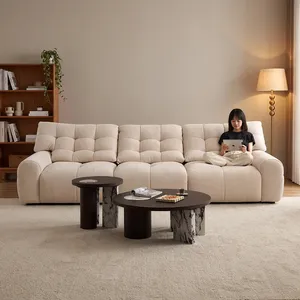 โซฟาผ้าแบบโมเดิร์นพร้อมที่วางแขนบุนวมและขาไม้สำหรับห้องนั่งเล่น - Product Image 4