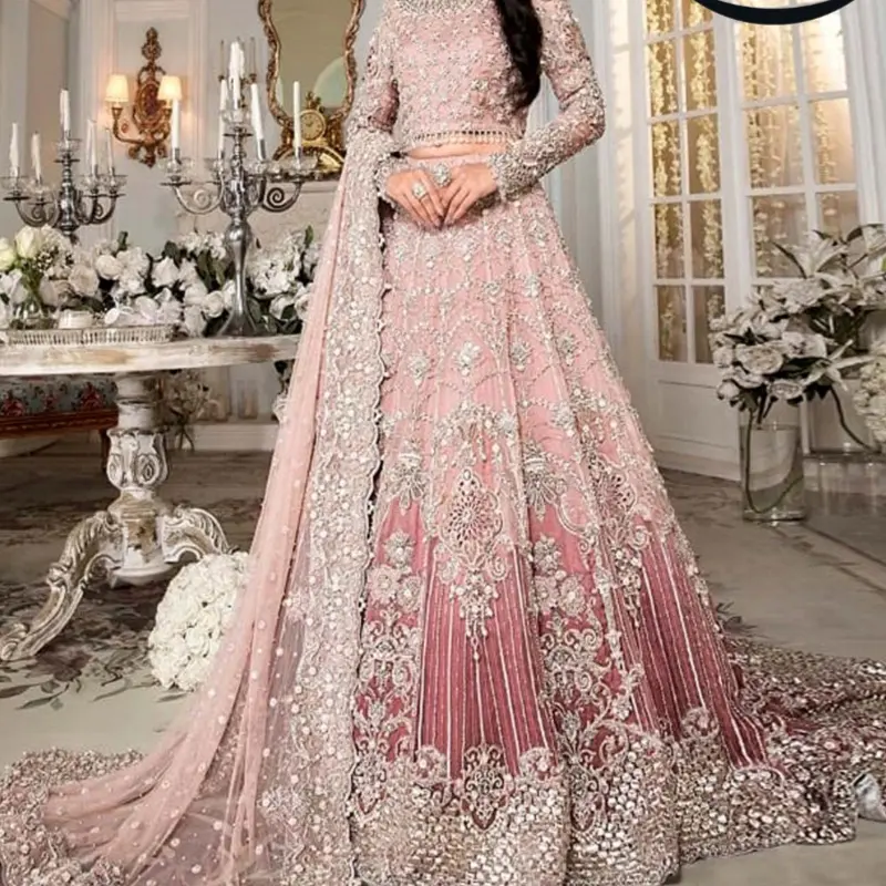 lehnga choli party wear wedding dresses short at Net Fabric in Heavy Embroidered Along With Net dupatta and Silk Trouser