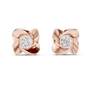 Pendientes de Diamantes Cultivados en Laboratorio en Oro Rosa de 14K |   Pendientes de compromiso |   Anillo de Oro Certificado por IGI, Listo para Boda |   Diamante Cultivado Nuevo - Product Image 1