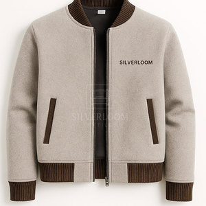 Chaqueta de bombardero de punto para hombre con logotipo personalizado al por mayor | Chaqueta de invierno con cremallera y mezcla de algodón ajustada de la marca Silverloom - Product Image 3