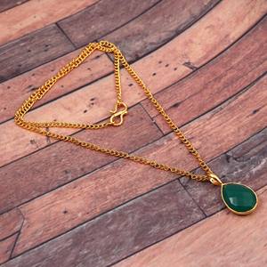 Collar de latón de alta calidad con colgante de piedra de cuarzo Esmeralda chapado en oro de 18 quilates elegante para mujeres colgantes y dijes finos - Product Image 2