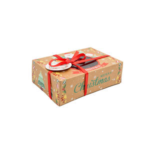 Tốt nhất bán thực phẩm lớp Kraft bánh hộp với oilpaper và băng Giáng sinh Cookie hộp với cửa sổ Hộp quà tặng với cửa sổ - Product Image 1