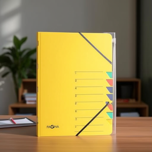 PAGNA Easy DIN <b>A4</b> 225g/m Yellow Pressed Chipboard File <b>Folder</b> with Multicolored 7 Compartments - Product Image 3