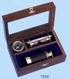 Juego de regalos náuticos, telescopio, lupa, brújula, caja de madera, caja de regalo Marina náutica, producto de diseño Vintage decorativo - Product Image 2