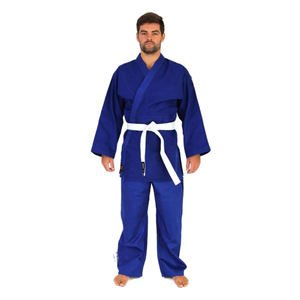 Kimono de Jiu-Jitsu Bleu Personnalisé avec Ceinture Blanche, Uniforme de BJJ Brésilien, Combinaison d'Entraînement en Tissu Léger - Product Image 1