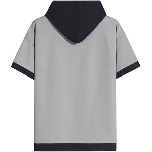 Sudadera con Capucha Extra Grande para Hombre, Gris con Ribete Negro, Bolsillo, Estilo Casual para Otoño - Product Image 2