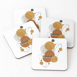 Posavasos de madera de diseño único con posavasos impresos para servir té, Juego de 4 piezas, superventas, posavasos de pizarra para el hogar y la cocina - Product Image 1