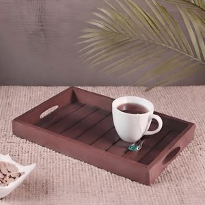 Bandeja de Servicio Hecha a Mano de Madera con Asa, Bandeja Multiusos Natural, Decoración de Servicio, Bandeja Apilable para Servir Postres Disponible - Product Image 1