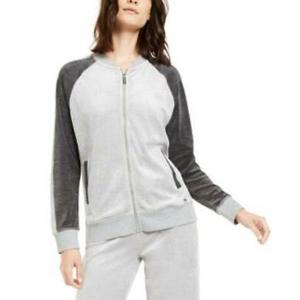 Giacca in Velluto Grigia con Zip Media per Donna Calvin Klein, Bicolore per la Stagione Autunnale - Product Image 1