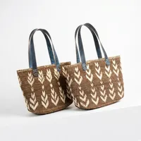 Sac à main de plage en paille tressé fait main pour femme, broderie florale, fermeture éclair, sac à bandoulière avec doublure en coton pour usage quotidien en extérieur et soirées