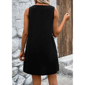 Vestido Mini de Crepé Brillante con Tirantes y Escote en V de Jane's para Mujer, con Detalles de Corte Amplio, para Uso Casual de Día y de Noche - Product Image 4