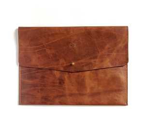 Wholesale Tan Wax Leather <b>Laptop</b> Bag and Sleeve Case Handmade in India - Product Image 6