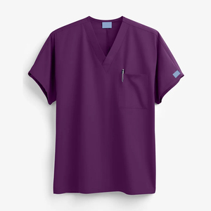 Blouse médicale rouge à col en V unisexe, uniforme d'hôpital, tissu tissé en coton et polyester avec poche pour le personnel médical - Product Image 6