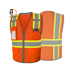 Chaleco de Seguridad Reflectante Ajustable de Alta Visibilidad con Bolsillos, Material de Poliéster, Uniforme de Trabajo para Hombre - Product Image 6